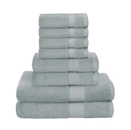 GLAMBURG 8-Piece Towel Set, Contains 2 Oversized Bath Towels 30x54, 2 Hand Towels 16x28, 4 Wash Cloths 13x13 - Quickdry Towel Sets, Ideal for Everyday use, Hotel & Spa - Black