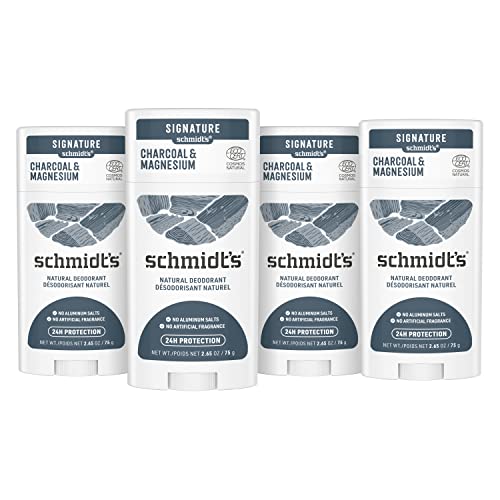 Schmidt's Aluminum Free Natural Deodorant Charcoal & Magnesium 2 Count For Women and Men, with 24 Hour Odor Protection, Certified Cruelty Free, Vegan Deodorant, 2.65oz