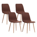 CangLong Modern ‎Faux Leather Dining Chairs, PU Cushion Seat Back，Metal Legs for Kitchen Dining Room Side Chair, Set of 2, Brown