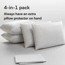 Niagara 4 Pack King Pillow Protectors with Zipper, Soft Quiet Cotton Sateen, Effective Dust Protection, Stay in Place Pillow Covers, Ideal for Home, Guests, Rentals (20x36 Inches)