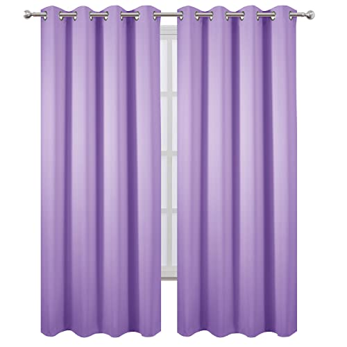 LEMOMO Blackout Curtains 52 x 84 inch/Black Set of 2 Panels/Thermal Insulated Room Darkening Bedroom Curtains