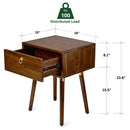 Bme Caden Solid Wood Nightstand/Side Table/End Table, Fully Assembled, with 1-Drawer for Mid Century Bedroom and Living Room, Caramel