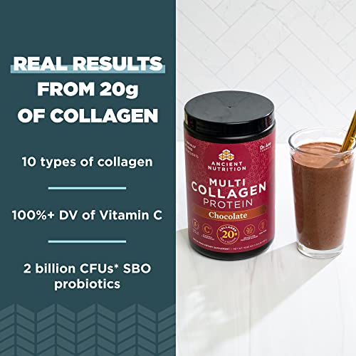 Ancient Nutrition Collagen Powder Protein with Probiotics, Multi Collagen Protein, Unflavored, 60 Servings, Hydrolyzed Collagen Peptides Supports Skin and Gut Health, Joint Supplement, 21.38oz