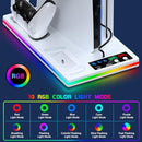 PS5/PS5 Slim Stand and Cooling Station with Controller Charging Station for PlayStation 5 Slim&Standard Disc/Digital Console, 10 RGB Light PS5 Cooler Accessories Incl 3 Levels Cooling Fan/USB Hub