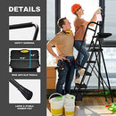 HBTower 3 Step Ladder, Folding Step Stool with Wide Anti-Slip Pedal, 500lbs Sturdy Steel Ladder, Convenient Handgrip, Lightweight, Portable Steel Step Stool, Black