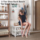 ECOMEX Shoe Rack Bench for Entryway, 3-Tier Wooden Shoe Shelf Shoe Organizer Bench Shoe Organizer Entryway Bench for Bedroom Balcony Entryway Entrance, Black(33.5''L)