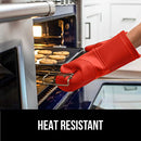 Gorilla Grip Heat and Slip Resistant Silicone Oven Mitts Set, Soft Cotton Lining, Waterproof, BPA-Free, Long Flexible Thick Gloves for Cooking, Kitchen Mitt Potholders, 12.5 in, Black