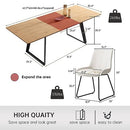ZckyCine Modern mid-Century Dining Table Dining Table and Chairs for 6 Rectangular Wooden Dining Table Expandable Dining Table Space-Saving Multifunctional Dining Table (Table+6 Brown Chairs)