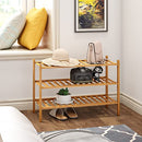 BMOSU 2-Tier Bamboo Shoe Rack Premium Stackable Shoe Shelf Storage Organizer for Hallway Closet Living Room Entryway Organizer (Natural Bamboo)