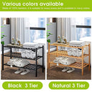 BMOSU 2-Tier Bamboo Shoe Rack Premium Stackable Shoe Shelf Storage Organizer for Hallway Closet Living Room Entryway Organizer (Natural Bamboo)