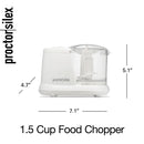 Proctor Silex Durable Electric Vegetable Chopper & Mini Food Processor for Chopping, Puree & Emulsify, 1.5 Cup, 1.5 cups, White