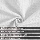 Hotel Style Cotton Shower Curtain with Snap-in Fabric Liner, Mesh Window Top, Honeycomb Waffle Weave Cotton Blend Fabric, Washable, White, 72x72 Inches