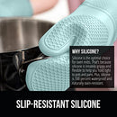 Gorilla Grip Heat and Slip Resistant Silicone Oven Mitts Set, Soft Cotton Lining, Waterproof, BPA-Free, Long Flexible Thick Gloves for Cooking, Kitchen Mitt Potholders, 12.5 in, Black