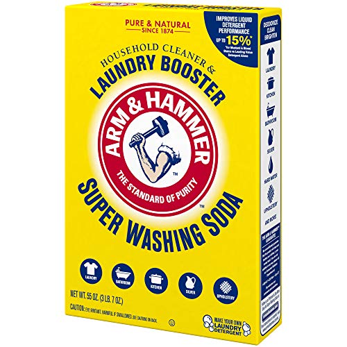 ARM & HAMMER Super Washing Soda Household Cleaner and Laundry Booster, Versatile Natural Home Cleaner, Powder Laundry Additive and Cleaner, 55 oz Box