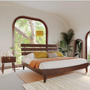 Bme Caden 15" Bed Frame with Adjustable Headboard - Mid Century, Retro Style with Acacia Wood - No Box Spring Needed - Wood Slat Support - Easy Assembly (Caramel, King (U.S. Standard))