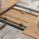 ZckyCine Modern mid-Century Dining Table Dining Table and Chairs for 6 Rectangular Wooden Dining Table Expandable Dining Table Space-Saving Multifunctional Dining Table (Table+6 Brown Chairs)