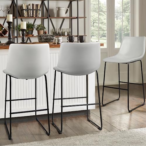 Waleaf Dining Chairs,Faux Leather Dining Chairs Set of 2,18 Inch Kitchen Dining Room Chairs with Backrest and Metal Leg,Mid Century Modern Armless Chair,Upholstered Seat
