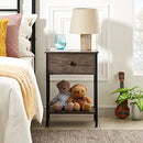 VECELO Modern Versatile Nightstands X-Design Side End Table Night Stand Storage Shelf with Bin Drawer for Living Room Bedroom, Set of 2 (Brown)