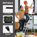 HBTower 3 Step Ladder, Folding Step Stool with Wide Anti-Slip Pedal, 500lbs Sturdy Steel Ladder, Convenient Handgrip, Lightweight, Portable Steel Step Stool, Black