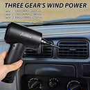 Aoutrow Electric Air Duster, Powerful Air Blower for Computer Car Cleaning Reusable Power 100000 RPM Motor, 3 Adjustable Speed Keyboard Cleaner Kit with 4 Nozzles & 4 Brushes