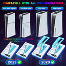 PS5/PS5 Slim Stand and Cooling Station with Controller Charging Station for PlayStation 5 Slim&Standard Disc/Digital Console, 10 RGB Light PS5 Cooler Accessories Incl 3 Levels Cooling Fan/USB Hub