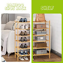 BMOSU 2-Tier Bamboo Shoe Rack Premium Stackable Shoe Shelf Storage Organizer for Hallway Closet Living Room Entryway Organizer (Natural Bamboo)