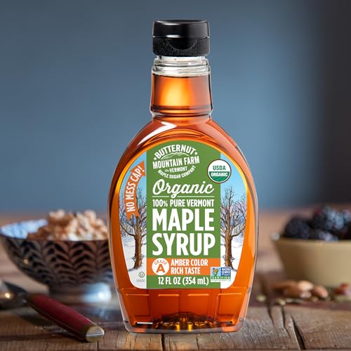 Butternut Mountain Farm Pure Vermont Maple Syrup, Grade A, Amber Color, Rich Taste, All Natural, Easy Pour Jug, 32 Fl Oz, 1 Qt