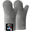 Gorilla Grip Heat and Slip Resistant Silicone Oven Mitts Set, Soft Cotton Lining, Waterproof, BPA-Free, Long Flexible Thick Gloves for Cooking, Kitchen Mitt Potholders, 12.5 in, Black