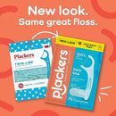 Plackers Twin-Line Dental Flossers, Advanced Whitening and Dual Action Flossing System, Easy Storage, Super Tuffloss, 2X The Clean, Cool Mint Flavor, 600 Count (Pack of 4)