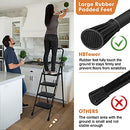 HBTower 3 Step Ladder, Folding Step Stool with Wide Anti-Slip Pedal, 500lbs Sturdy Steel Ladder, Convenient Handgrip, Lightweight, Portable Steel Step Stool, Black