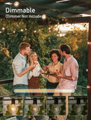 Outdoor String Lights 25 Feet G40 Globe LED Patio Lights with 13 Edison Plastic Bulbs(1 Spare), Waterproof Connectable Hanging Christmas Lights for Backyard Porch Balcony Party Xmas Decor, Black