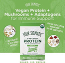 Four Sigmatic Organic Plant-Based Protein Powder Unflavored Protein with Lion’s Mane, Chaga, Cordyceps and More | Clean Vegan Protein Elevated for Brain Function and Immune Support | 16.9 oz