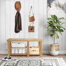 ECOMEX Shoe Rack Bench for Entryway, 3-Tier Wooden Shoe Shelf Shoe Organizer Bench Shoe Organizer Entryway Bench for Bedroom Balcony Entryway Entrance, Black(33.5''L)