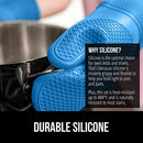 Gorilla Grip Heat and Slip Resistant Silicone Oven Mitts Set, Soft Cotton Lining, Waterproof, BPA-Free, Long Flexible Thick Gloves for Cooking, Kitchen Mitt Potholders, 12.5 in, Black