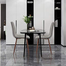 CangLong Modern ‎Faux Leather Dining Chairs, PU Cushion Seat Back，Metal Legs for Kitchen Dining Room Side Chair, Set of 2, Brown