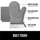 Gorilla Grip Heat and Slip Resistant Silicone Oven Mitts Set, Soft Cotton Lining, Waterproof, BPA-Free, Long Flexible Thick Gloves for Cooking, Kitchen Mitt Potholders, 12.5 in, Black