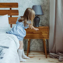 Bme Caden 15" Bed Frame with Adjustable Headboard - Mid Century, Retro Style with Acacia Wood - No Box Spring Needed - Wood Slat Support - Easy Assembly (Caramel, King (U.S. Standard))