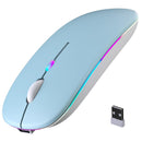 Wireless Bluetooth Mouse, Rechargeable, LED, Silent, Ultra-thin Design (Bluetooth 5.2 and 2.4GHz USB Receiver) | Portable Computer Mouse for Laptops, iPads, MacBooks and Apple Devices (Black)