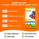 PROBAR - Bolt Organic Energy Chews, Strawberry, Non-GMO, Gluten-Free, USDA Certified Organic, Healthy, Natural Energy, Fast Fuel with Vitamins B & C, 2.1 Ounce (Pack of 12)