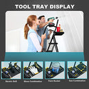 HBTower 3 Step Ladder, Folding Step Stool with Wide Anti-Slip Pedal, 500lbs Sturdy Steel Ladder, Convenient Handgrip, Lightweight, Portable Steel Step Stool, Black