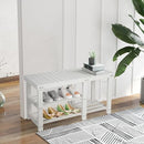 ECOMEX Shoe Rack Bench for Entryway, 3-Tier Wooden Shoe Shelf Shoe Organizer Bench Shoe Organizer Entryway Bench for Bedroom Balcony Entryway Entrance, Black(33.5''L)