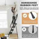 HBTower 3 Step Ladder, Folding Step Stool with Wide Anti-Slip Pedal, 500lbs Sturdy Steel Ladder, Convenient Handgrip, Lightweight, Portable Steel Step Stool, Black