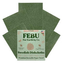 FEBU Reusable Paper Towels Washable | 5 Pack Japanese Pattern Swedish Dish Towels | Swedish Dishcloths for Kitchen | Non-Scratch Cellulose Sponge Cloths | No Odor, Biodegradable, Swedish Cloths
