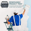 HBTower 3 Step Ladder, Folding Step Stool with Wide Anti-Slip Pedal, 500lbs Sturdy Steel Ladder, Convenient Handgrip, Lightweight, Portable Steel Step Stool, Black