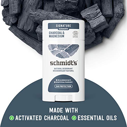 Schmidt's Aluminum Free Natural Deodorant Charcoal & Magnesium 2 Count For Women and Men, with 24 Hour Odor Protection, Certified Cruelty Free, Vegan Deodorant, 2.65oz