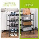 BMOSU 2-Tier Bamboo Shoe Rack Premium Stackable Shoe Shelf Storage Organizer for Hallway Closet Living Room Entryway Organizer (Natural Bamboo)