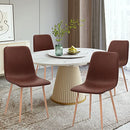 CangLong Modern ‎Faux Leather Dining Chairs, PU Cushion Seat Back，Metal Legs for Kitchen Dining Room Side Chair, Set of 2, Brown