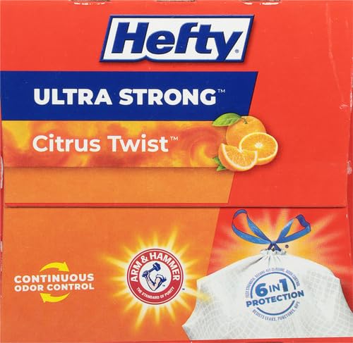 Hefty Ultra Strong 13 Gallon Trash Bags, Tall Kitchen Trash Bags 13 Gallon Size, Drawstring Closure, Continuous Odor Control, White, Clean Burst Scent, 110 Bags