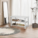 ECOMEX Shoe Rack Bench for Entryway, 3-Tier Wooden Shoe Shelf Shoe Organizer Bench Shoe Organizer Entryway Bench for Bedroom Balcony Entryway Entrance, Black(33.5''L)