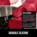 Gorilla Grip Heat and Slip Resistant Silicone Oven Mitts Set, Soft Cotton Lining, Waterproof, BPA-Free, Long Flexible Thick Gloves for Cooking, Kitchen Mitt Potholders, 12.5 in, Black